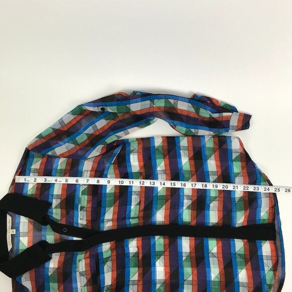 RACHEL Rachel Roy Button Down Blouse Women's Size 2 Roll Tab Geometric Pockets - Picture 6 of 9